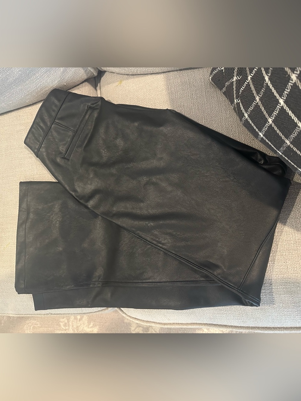 SPANX NWT Black Faux Leather Flare Pants
